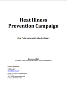 Heat Illness Campaign Evaluation: CA 2010