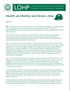 Green Jobs Statement